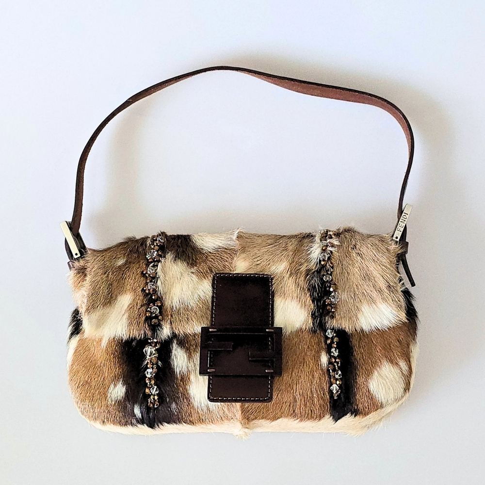 Fendi Baguette Pony-Hair Cow Print Beaded - image 2
